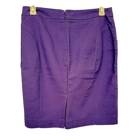 J Crew The Pencil Skirt Womens Sz12 Purple 100% Cotton Pockets Back Vent - Picture 2 of 3